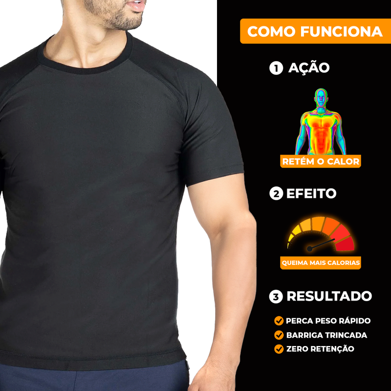 Camiseta Efeito Sauna Manga Curta Fitness e Sport - Masculina + Ebook Receitas