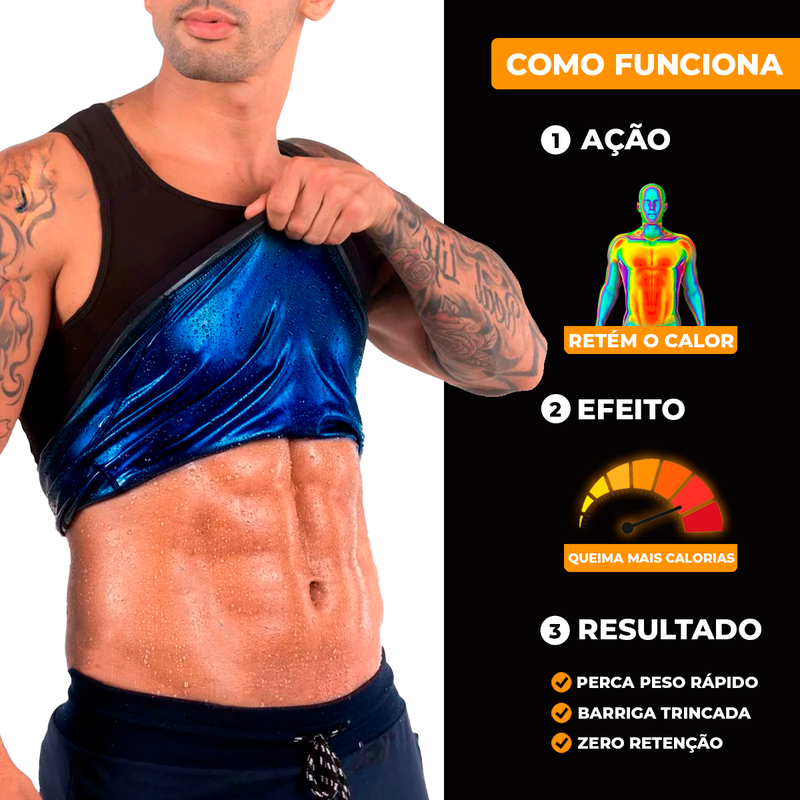 Camiseta Regata de Efeito Sauna Fitness - Masculina + Ebook Receitas