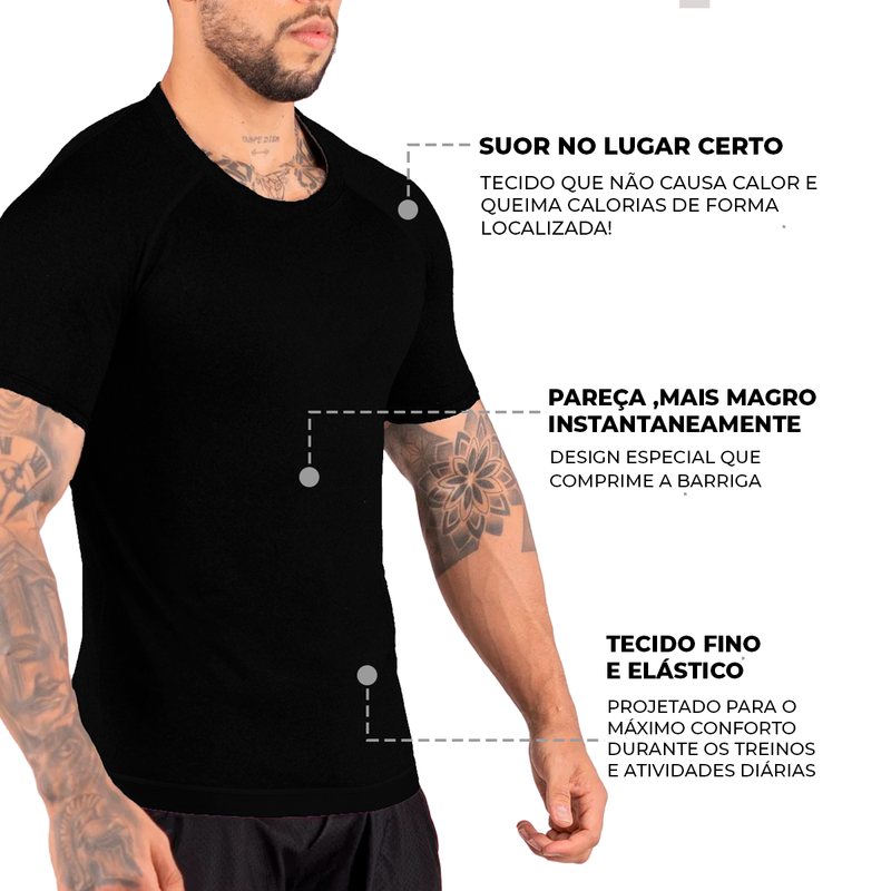 Camiseta Efeito Sauna Manga Curta Fitness e Sport - Masculina + Ebook Receitas