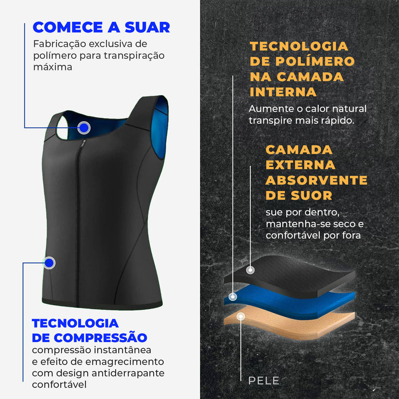 Colete Ziper Efeito Sauna Original Proshaper