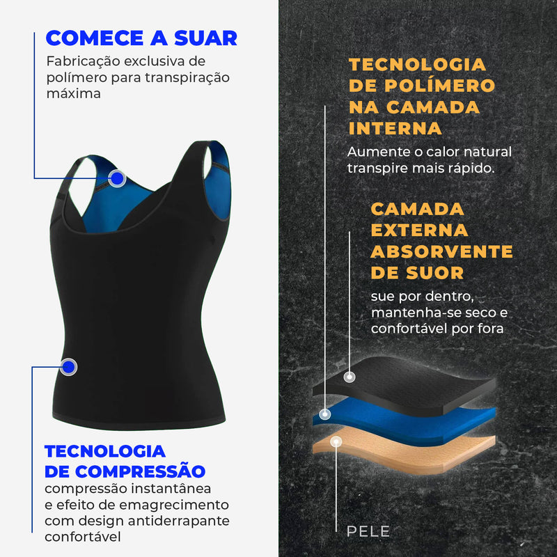 Camiseta Regata Efeito Sauna Fitness modeladora - Feminina