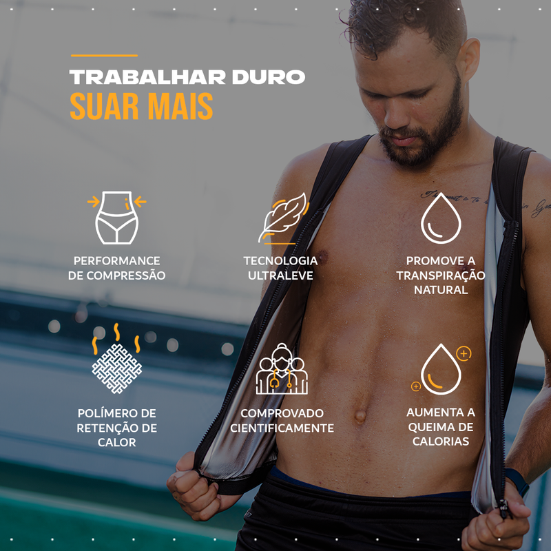 Colete Ziper Efeito Sauna Original Proshaper