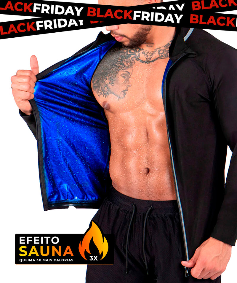 Nueva chaqueta adelgazante con efecto sauna y manga larga con cremallera para hombre 