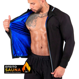 Nova Jaqueta emagrecedora queima gordura efeito sauna manga longa com Zíper - Masculina